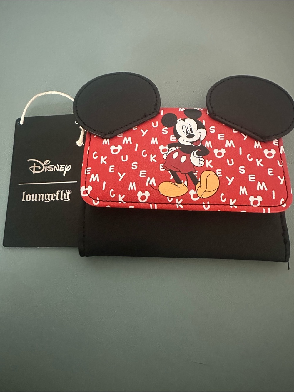 Loungefly Red Mickey Mouse Kids Wallet with Black Ear Accents
